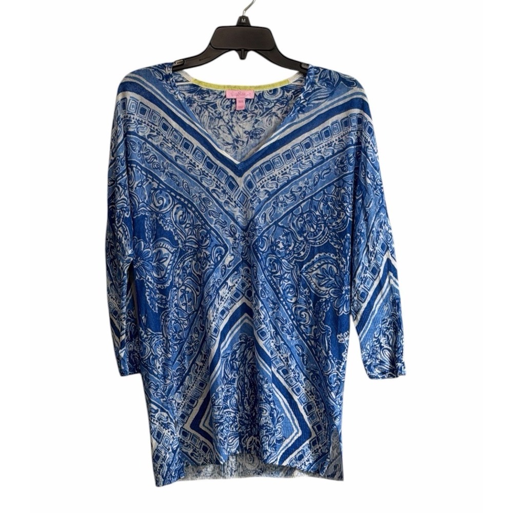 Lilly Pulitzer XS 100% Linen Tunic Sweater Jameson Lightweight Summer Beach